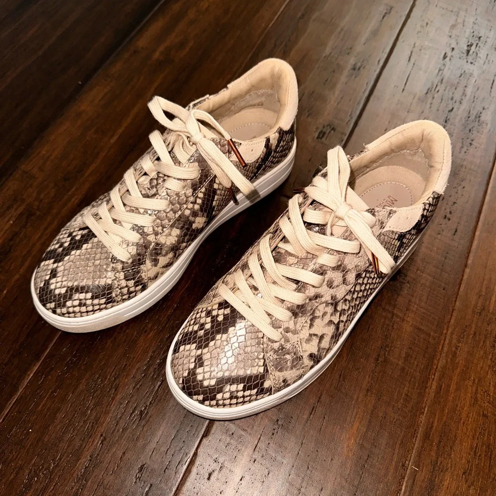 Michael Kors Keating Snake Print Leather Lace Up Casual Sneakers Size 6.5